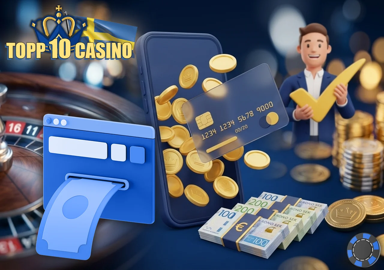 Säkra betalningsmetoder hos svenska onlinecasinon.